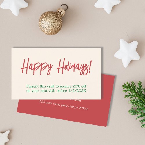 Elegant Simple Red Green Holiday Coupon