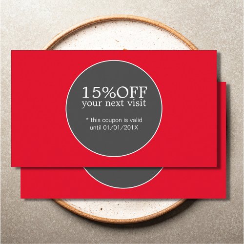 Elegant Simple Red Grey Beauty Discount Card