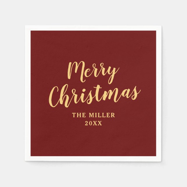 Elegant Simple Red Merry Christmas  Napkins (Front)