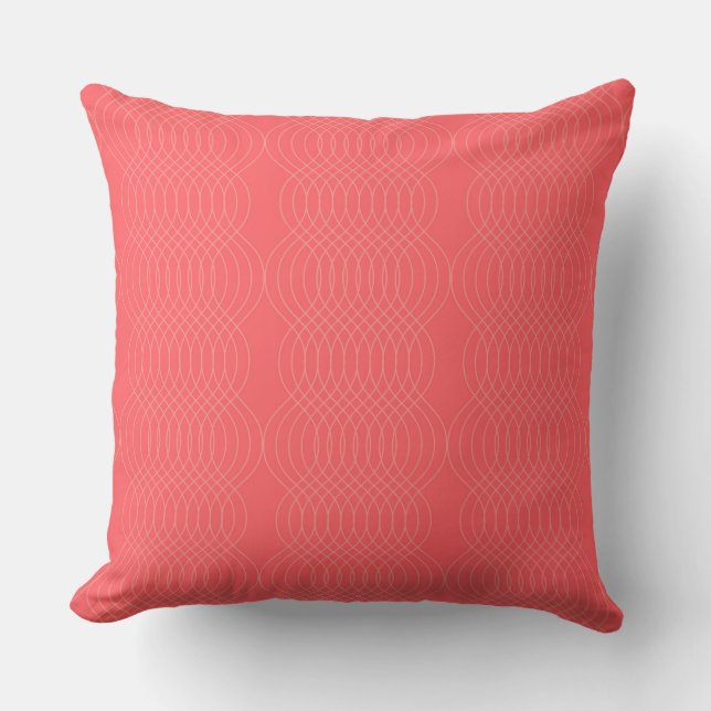 Elegant, simple, red, modern wavy lines throw pillow (Front)