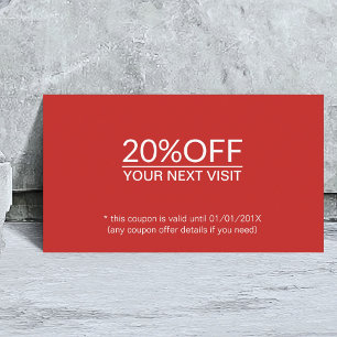 Elegant Simple Red White Beauty Salon Coupon