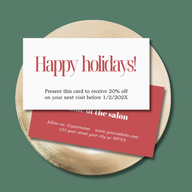 Elegant Simple Red White Bold Holiday Coupon (Creator Uploaded)