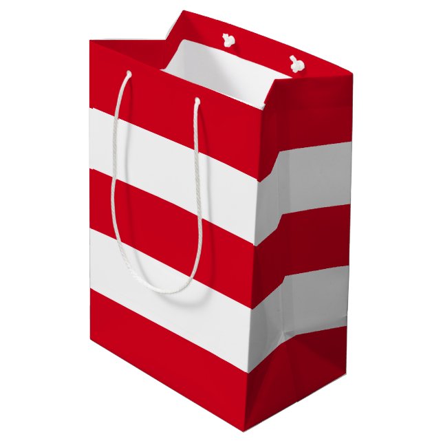 Elegant Simple Red White Stripes   Medium Gift Bag (Back Angled)