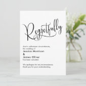 Elegant Simple "Regretfully" Canceled Wedding Card (Standing Front)