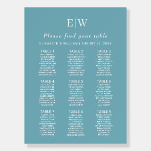 Elegant Simple Retro Blue with Monogram Wedding Foam Board
