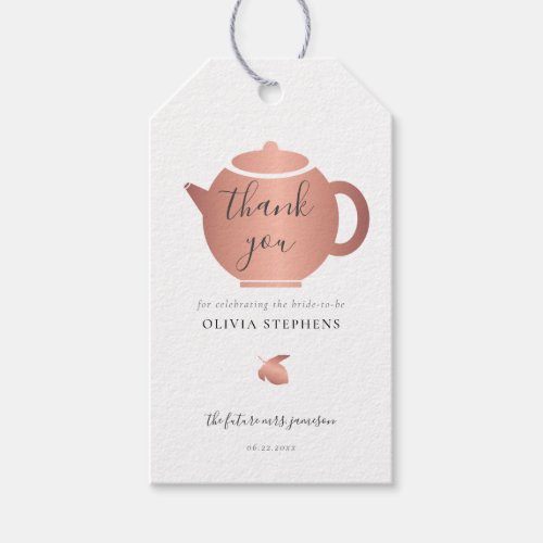 Elegant Simple Rose Gold Bridal Shower Tea Party Gift Tags