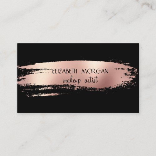 Elegant Simple Rose Gold Foil Brush StrokeBlack Business Card