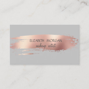 Elegant Simple Rose Gold Foil Brush Stroke,Gray Business Card