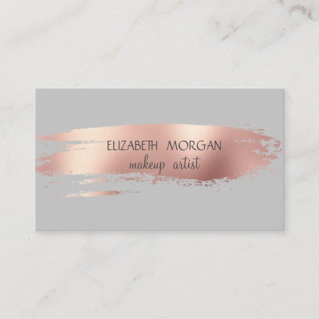 Elegant Simple Rose Gold Foil Brush Stroke,Gray Business Card (Front)