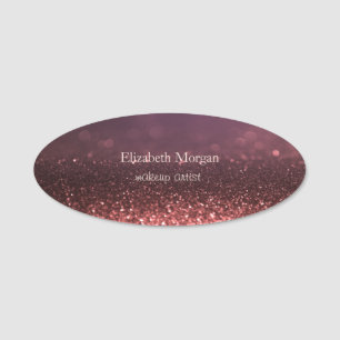 Elegant Simple Rose Gold Glitter Bokeh Name Tag