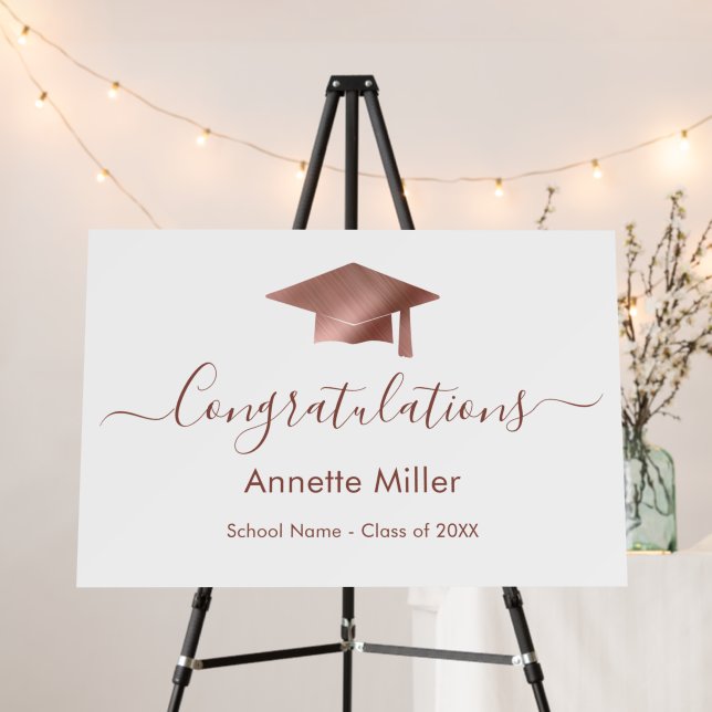 Elegant Simple Rose Gold Graduation Party Sign (In Situ (Stand))