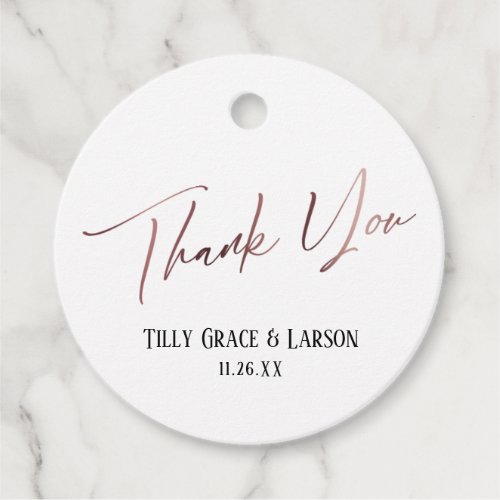 Elegant Simple Rose Gold Typography Thank You Favor Tags