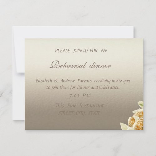 Elegant Simple Roses Wedding Rehearsal Dinner Invitation