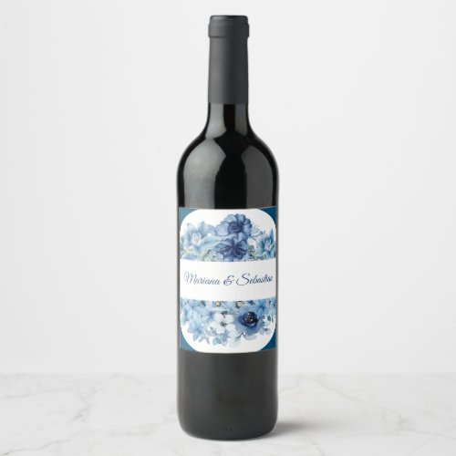 Elegant Simple Rustic Blue Design Wine Label