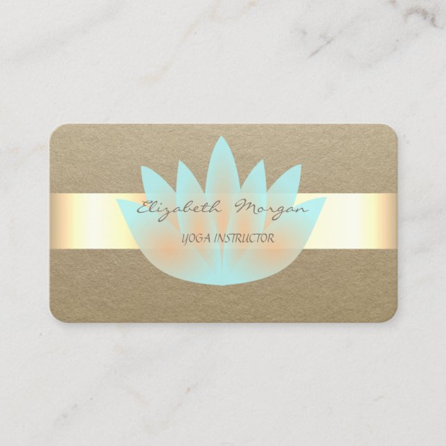 Elegant  Simple,Rustic,Kraft Stripe,Lotus Business Card (Front)