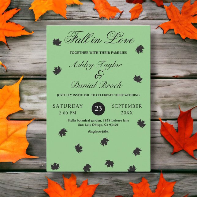 Elegant Simple Sage Green Boho Rustic Fall Wedding Invitation (Creator Uploaded)