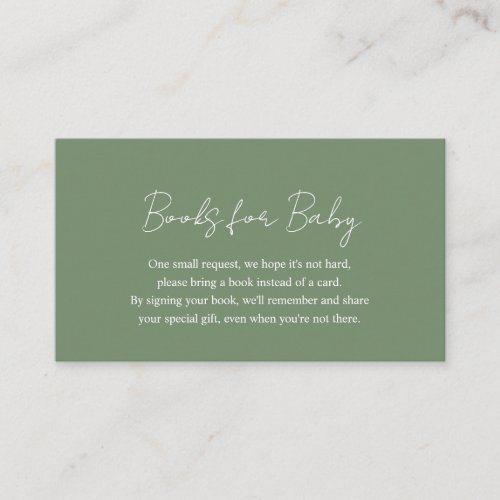 Elegant Simple Sage Green Books for Baby Shower