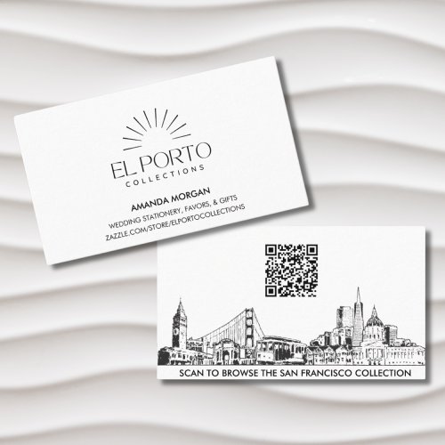 Elegant Simple San Francisco Skyline QR Code Business Card