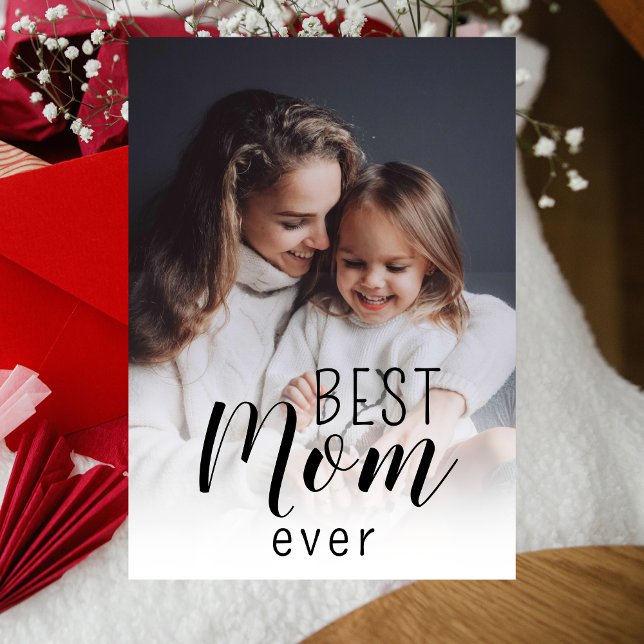 Elegant Simple Script Best Mom Ever Personalized  Holiday Card (Creator Uploaded)