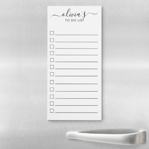 Elegant Simple Script Black and White To Do List  Magnetic Notepad