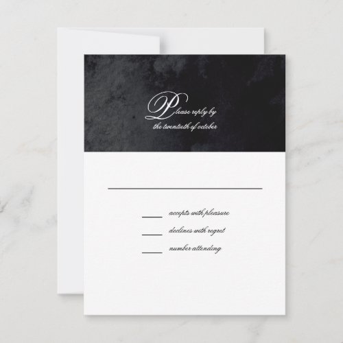 Elegant Simple Script Black Goth Wedding RSVP Card