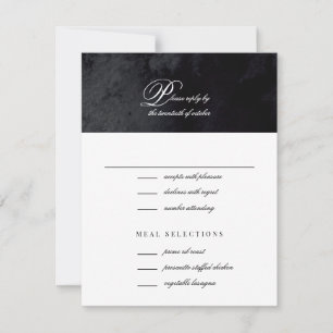 Elegant Simple Script Black Goth Wedding RSVP Card