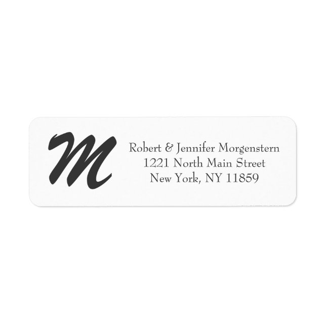 Elegant & Simple Script Black & White Monogram Label (Front)