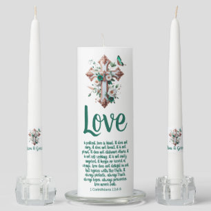 Elegant Simple Script Calligraphy Corinthians  Unity Candle Set