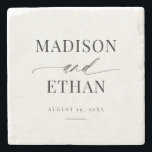 Elegant Simple Script Calligraphy Newlywed Stone Coaster<br><div class="desc">Elegant Simple Script Calligraphy Newlywed stone coaster features unique calligraphy script paired with stylish type. The black and white color scheme is perfect for any event,  formal or casual.</div>