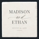 Elegant Simple Script Calligraphy Newlywed Stone Coaster<br><div class="desc">Elegant Simple Script Calligraphy Newlywed stone coaster features unique calligraphy script paired with stylish type. The black and white color scheme is perfect for any event,  formal or casual.</div>