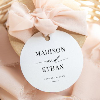 Elegant Simple Script Calligraphy Wedding Favor Tags by JAmberDesign at Zazzle