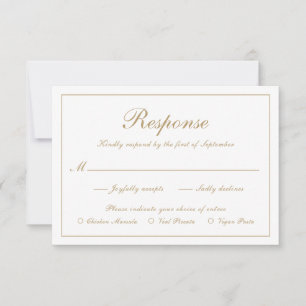 Elegant Simple Script Gold Formal Meal Wedding RSVP Card