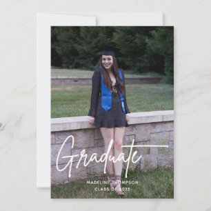 Elegant Simple Script Graduate Photo Graduation Announcement