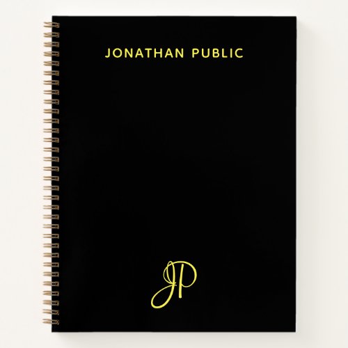 Elegant Simple Script Monogram Initial Name Notebook