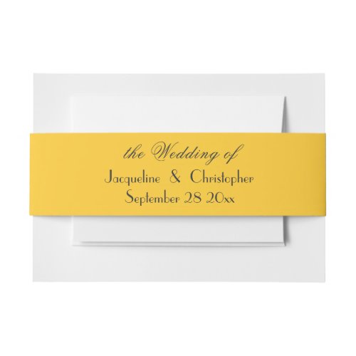 Elegant simple script names chic modern wedding invitation belly band