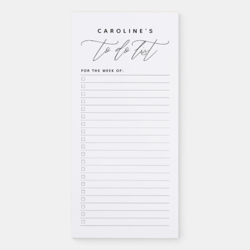 Elegant Simple Script Personalized To Do List Magnetic Notepad