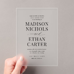 Elegant Simple Script Photo Wedding Acrylic Invitations