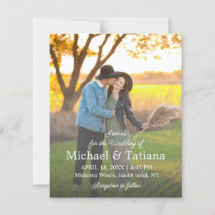 elegant simple script photo wedding invitation