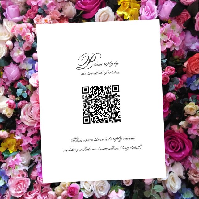 Elegant Simple Script QR Code Wedding RSVP Card (Creator Uploaded)