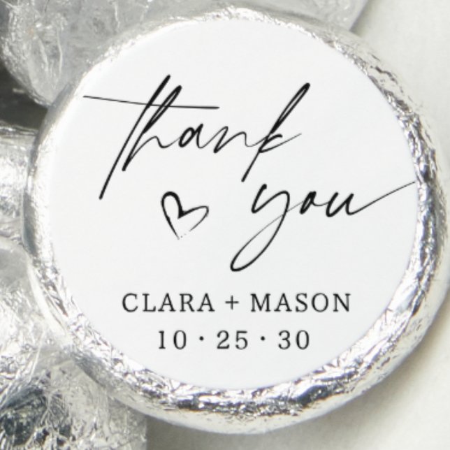 Elegant Simple Script Thank You Heart Wedding Hershey®'s Kisses® (Creator Uploaded)