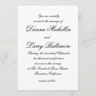 Elegant Simple Script Type Wedding Invitation