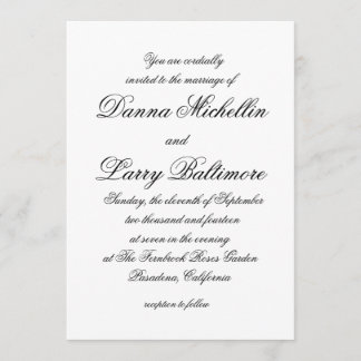 Elegant Simple Script Type Wedding Invitation