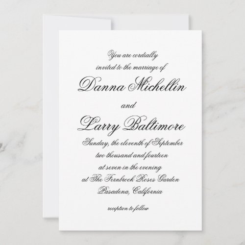 Elegant Simple Script Type Wedding Invitation