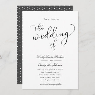 elegant simple script wedding invitation