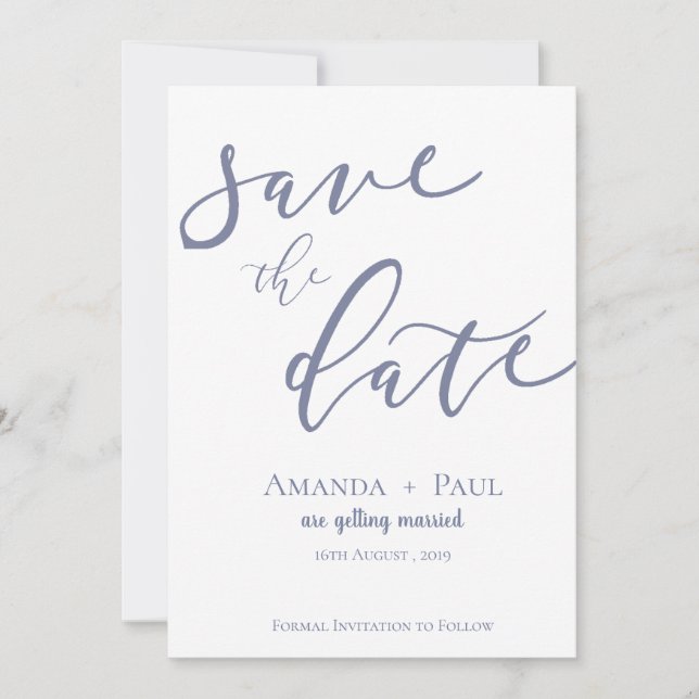 Elegant Simple  Script Wedding Save The Date (Front)