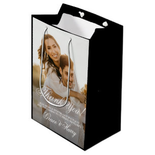 Elegant Simple Script Wedding Thank You  Medium Gift Bag
