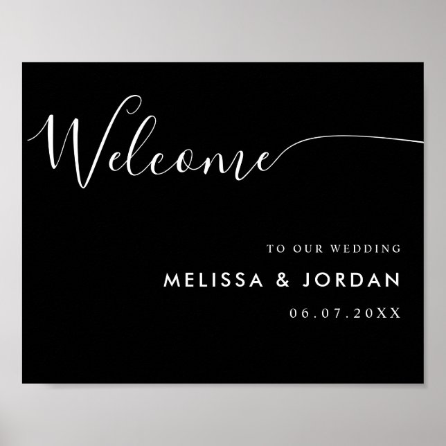 Elegant Simple Script Wedding Welcome Sign (Front)