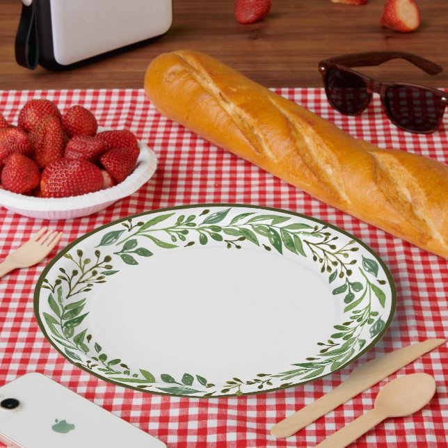 Elegant Simple Seasonal Holiday Wreath Paper Plates (Picnic)