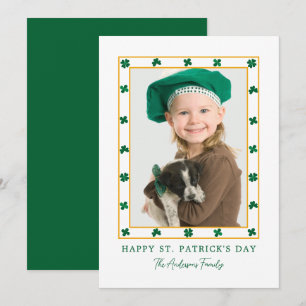 Elegant Simple Shamrock Photo St. Patrick's Day Holiday Card
