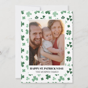 Elegant Simple Shamrock Photo St. Patrick's Day Holiday Card